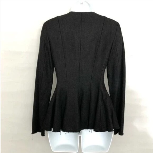 Theory Movement Black Canvas Tweed Peplum Blazer Jacket - Picture 6 of 16